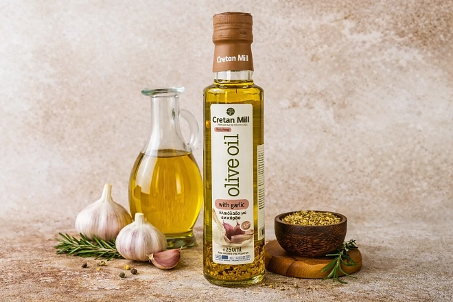 Масло оливковое нераф. с чесноком «Cretan Mill» 250мл