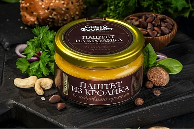 Паштет из кролика с кедровыми орехами печеночный Густо Гурмэ, 180г