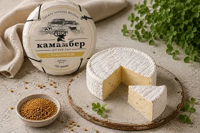 Сыр мягкий Камамбер с двойными сливками с пажитником 150г, 50%