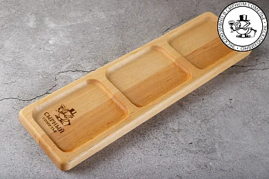 Менажница Джела деревянная прямоугольная 3 секции «Сырный Сомелье»