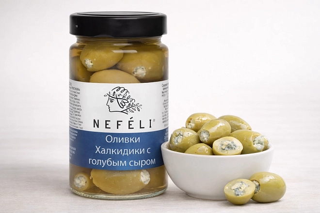 Оливки Халкидики с голубым сыром Nefeli 300г