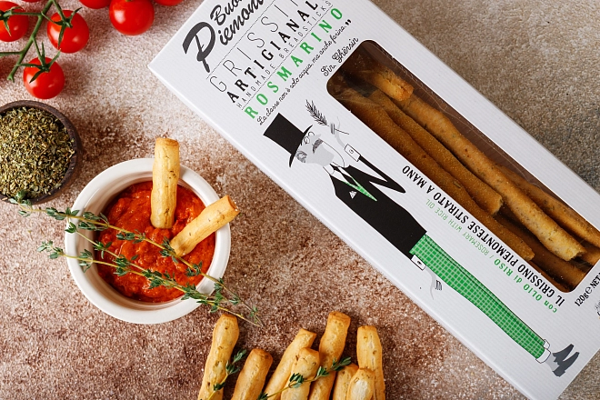 Палочки Хлебные Гриссини с розмарином ручной работы Grissinificio Bo 120г