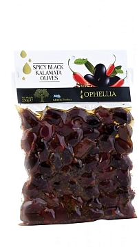 Оливки Каламата со специями Ophellia 250г, вакуумный пакет